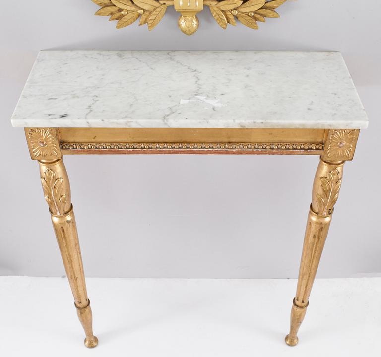 SPEGEL med KONSOLBORD, gustaviansk stil, 1900-tal.