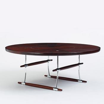 Jens Quistgaard, a Brazilian rosewood “Stokke" coffee table, Nissen Langaa, Denmark 1960-70s.