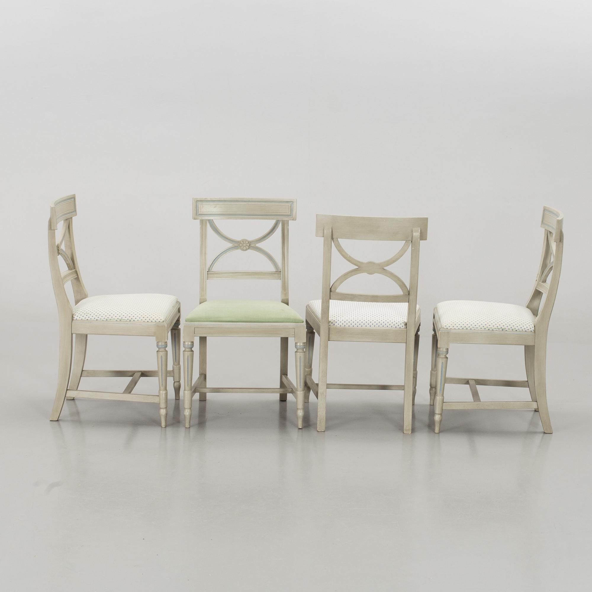A set of table and 6 pcs of chairs, late 20th century,