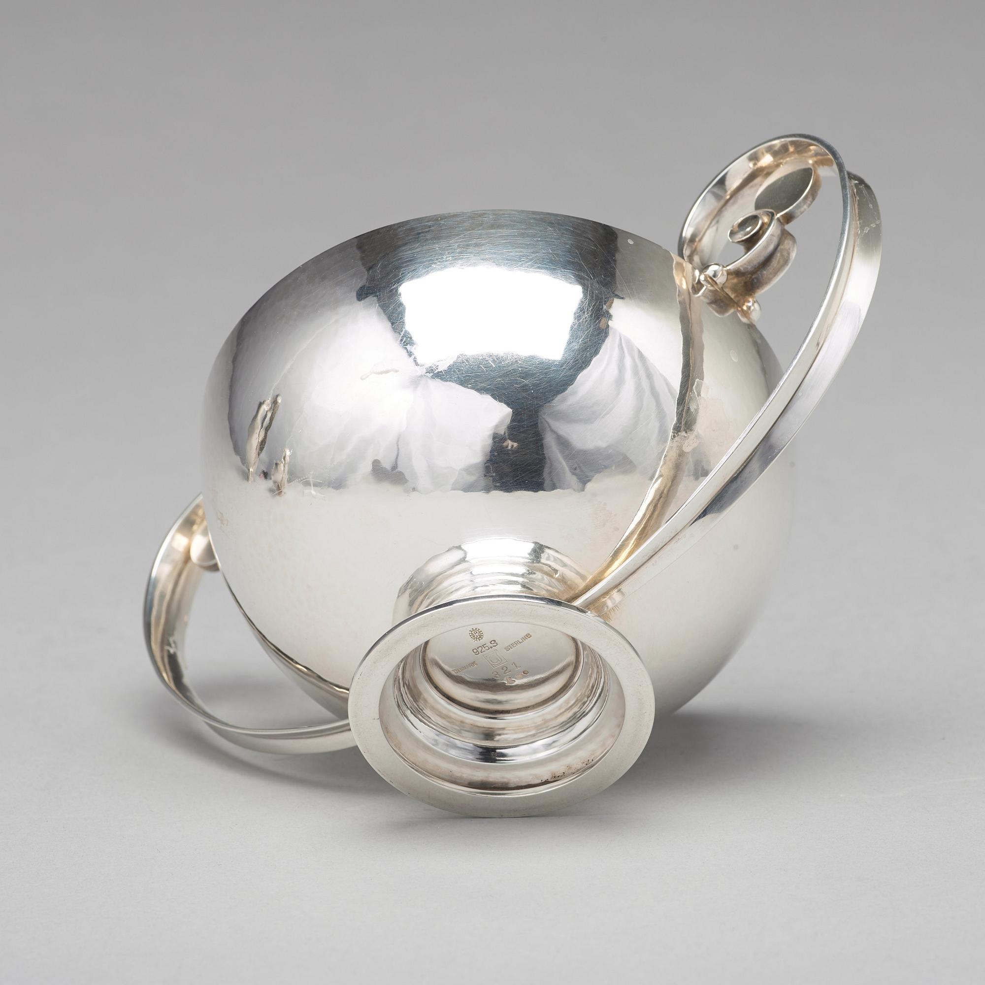 Johan Rohde, kaffeservis, 3 delar, Georg Jensen, Köpenhamn 1933-44, sterling, design nr 321 och 321 A.
