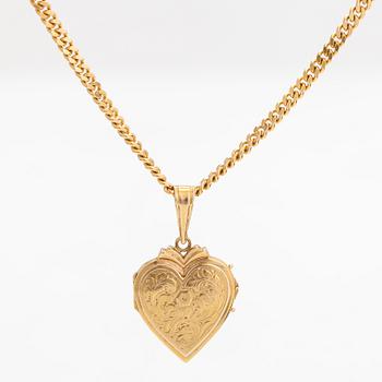 A heart pendant/medallion, 18K gold with a 14K gold chain.
