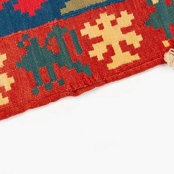 A double-interlocked tapestry carrige cushion, ”Stiliserade Ekar” c 114 x 49 cm, the first quater of the 19th century.