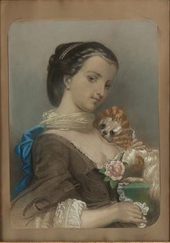 Swedish artist, 19th century, Young woman with dog.