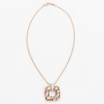 Halsband/hänge, 18K roséguld/vitguld, diamanter totalt ca 0.62 ct. Italien.