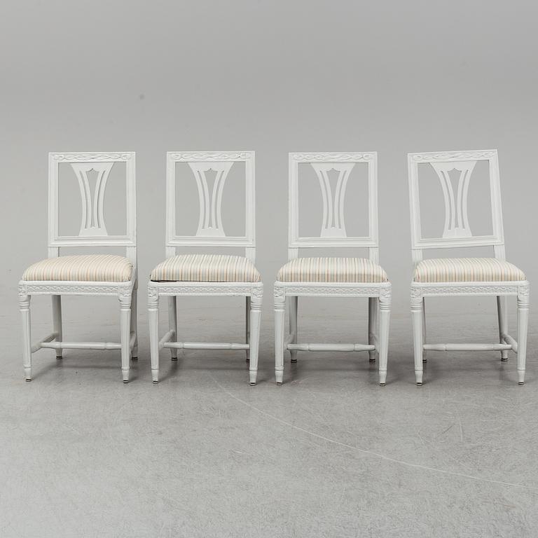 Four Gustavian chairs, early 19th century.