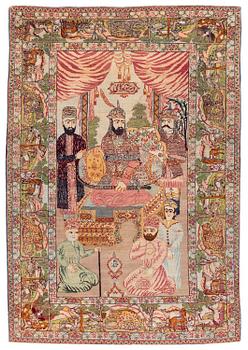 450. An antique pictoral Tabriz, Northwestern Persia, c. 218 x 148 cm.