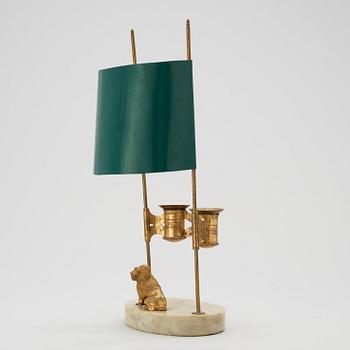 A late Gustavian early 19th century two-light table lamp.