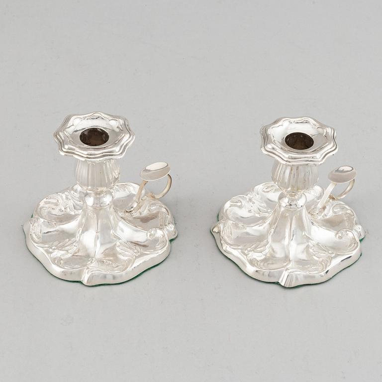 W Pettersson, nattljusstakar, ett par, silver, Åbo 1891.
