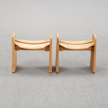 A pair of stools , 'Jonte', designed by Gilbert Marklund in 1969.