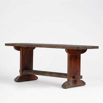 Axel Einar Hjorth, a stained pine "Skoga" table, Nordiska Kompaniet, Sweden, 1930s.