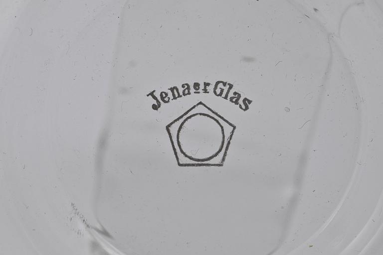 TESERVISDELAR, 3 st, glas, Wilhelm Wagenfeldt, Jenaer Glaswerke, Tyskland, 1900-tal.