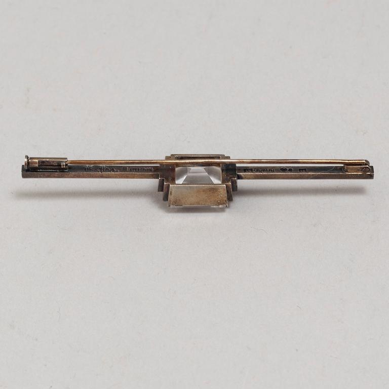 A Swedish Wiwen Nilsson sterling and rock crystal brooch, Lund 1944.