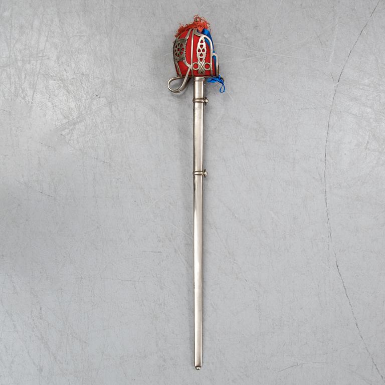 A Regulation Basket hilted broadsword for Highland officers, with scabbard, late 20th Century.