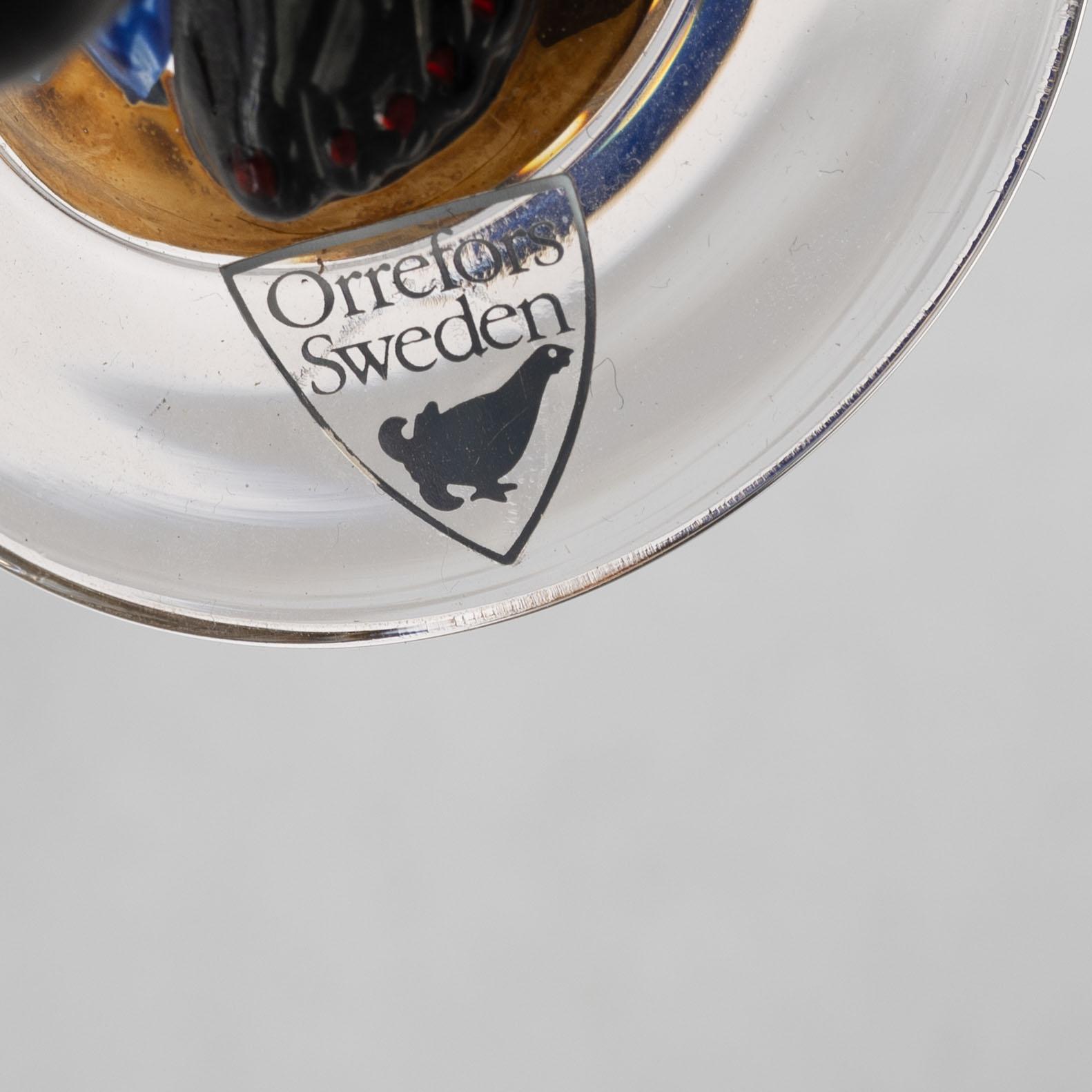 Gunnar Cyrén, five shot glasses, so-called devil glasses, from the Nobel service, Orrefors.