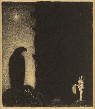 John Bauer, litografi, ur sviten "Troll" 1915. Signerad B i trycket.