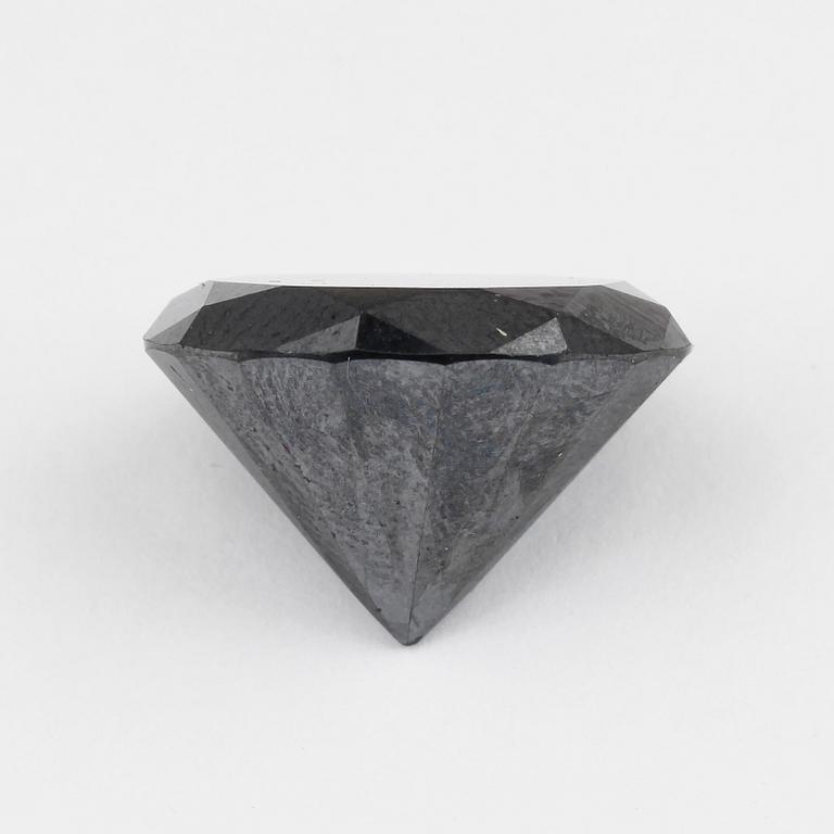 SVART DIAMANT, Carbonado, briljantslipad, ca17,28ct, enligt certifikat. Oinfattad.