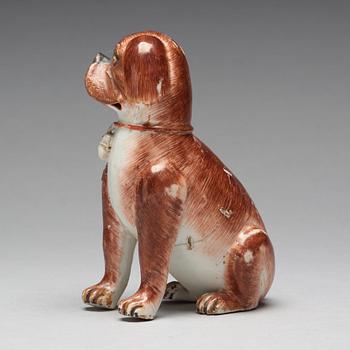 A Chinese porcelain figure of a pug dog, Qing dynasty, Qianlong (1736-95).