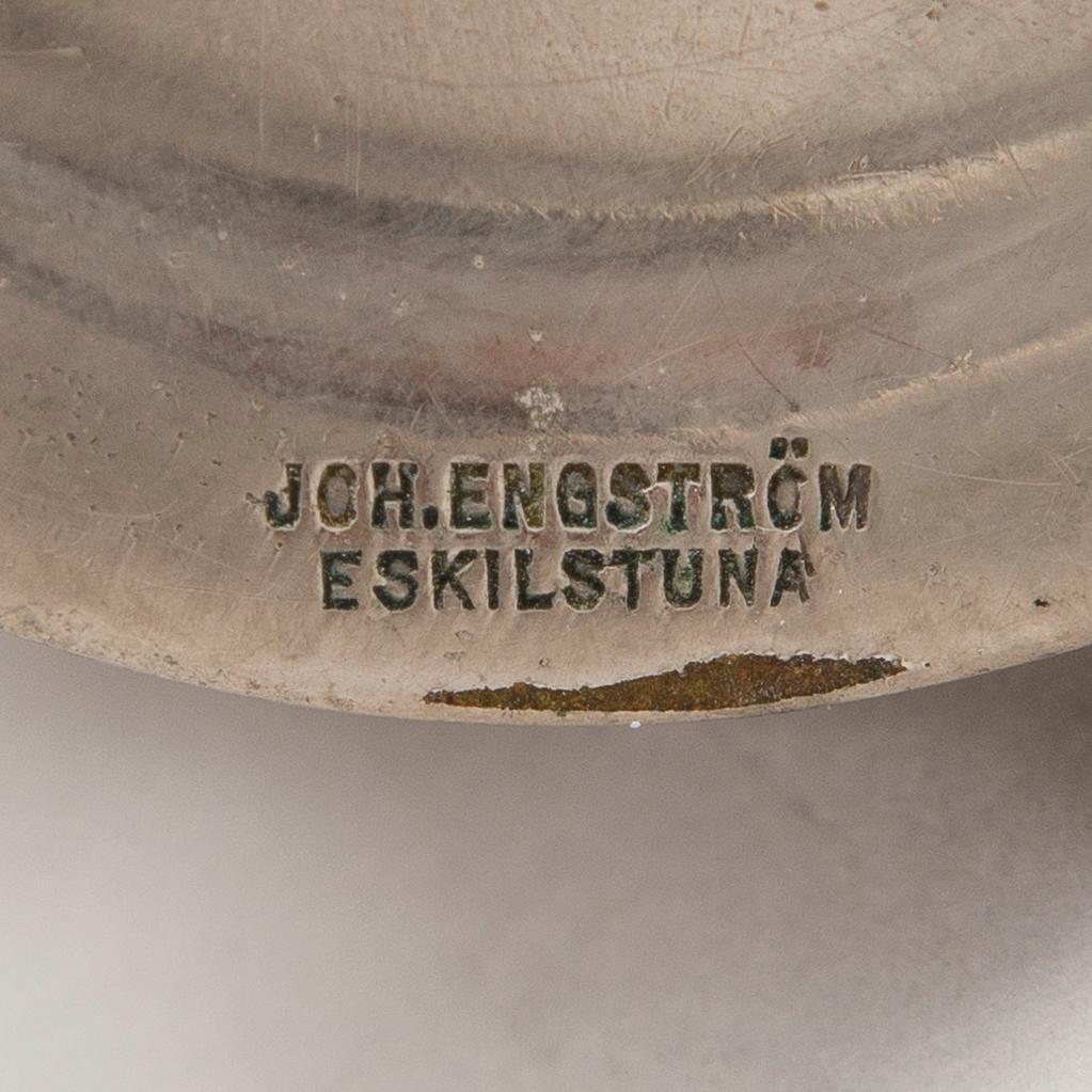 KAFFESERVIS, 3 DELAR, förnicklad mässing, Joh. Engström Eskilstuna, Sverige, tidigt 1900-tal.
