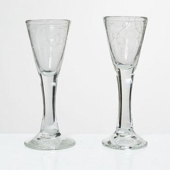 Jonas Bohlin, shot glasses, a pair, "One glass", Reijmyre, 1997.