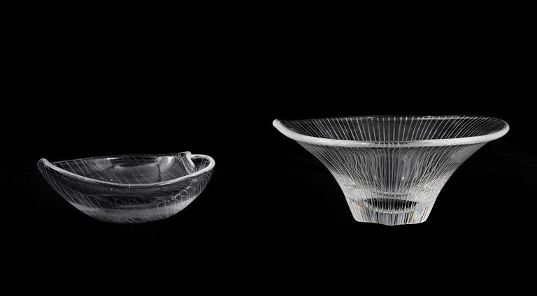 SKÅLAR, 2 st, Tapio Wirkkala, signerade undertill, varav en "Kantarelli", och en dat -55.