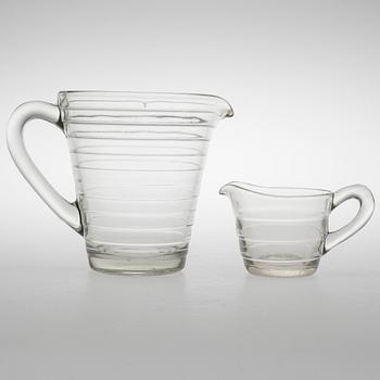 SERVISDELAR, glas, 27 st, "Böljeblick" Aino Aalto, Karhula och Riihimäki 1930-1980-tal.