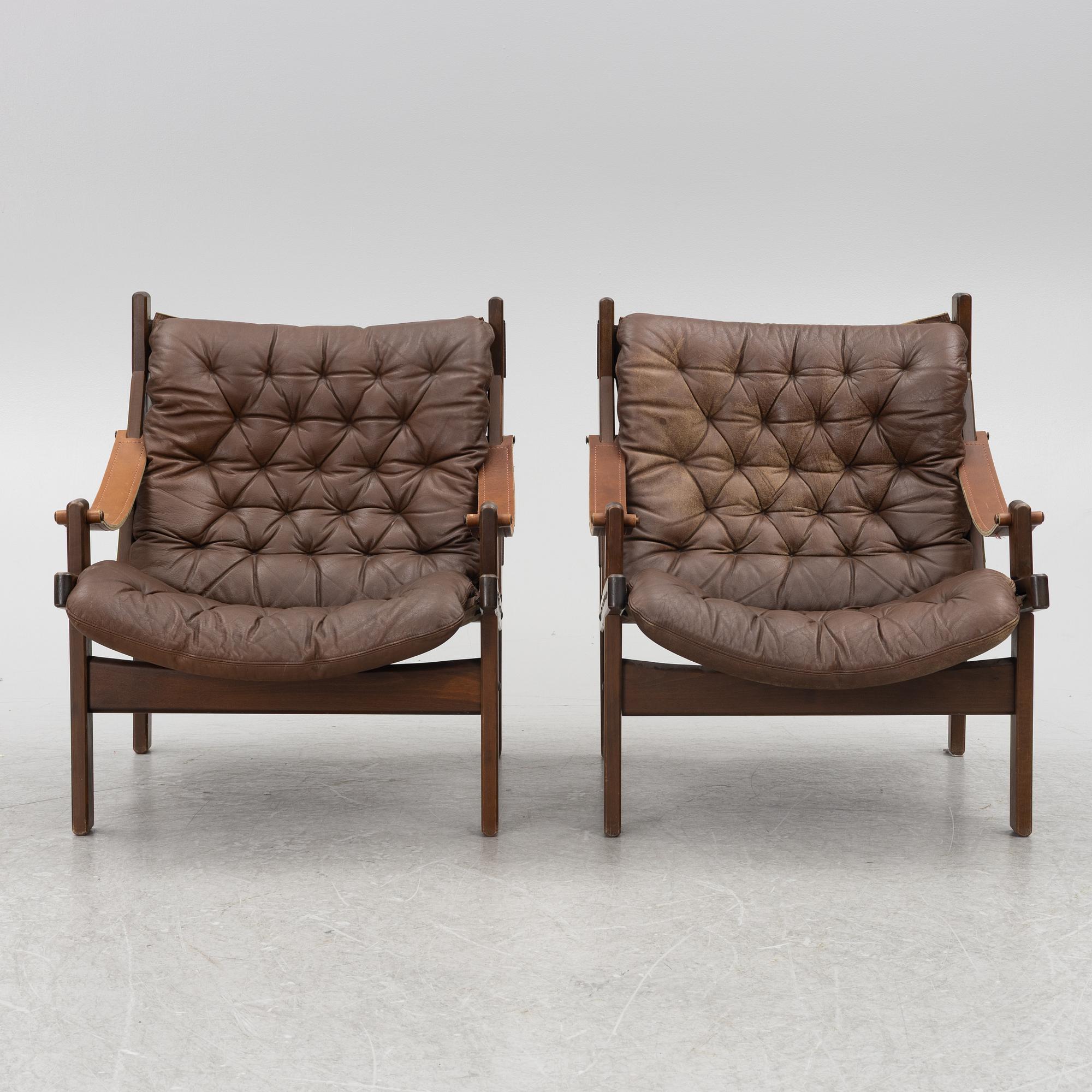 Torbjørn Afdal, a pair of 'Hunter' armchairs, Stranda industri, Bruksbo, Norway, 1970s.
