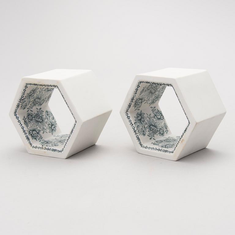 Two 1960s sculptures 'Hexagon tiles', for Arabia, Finland.