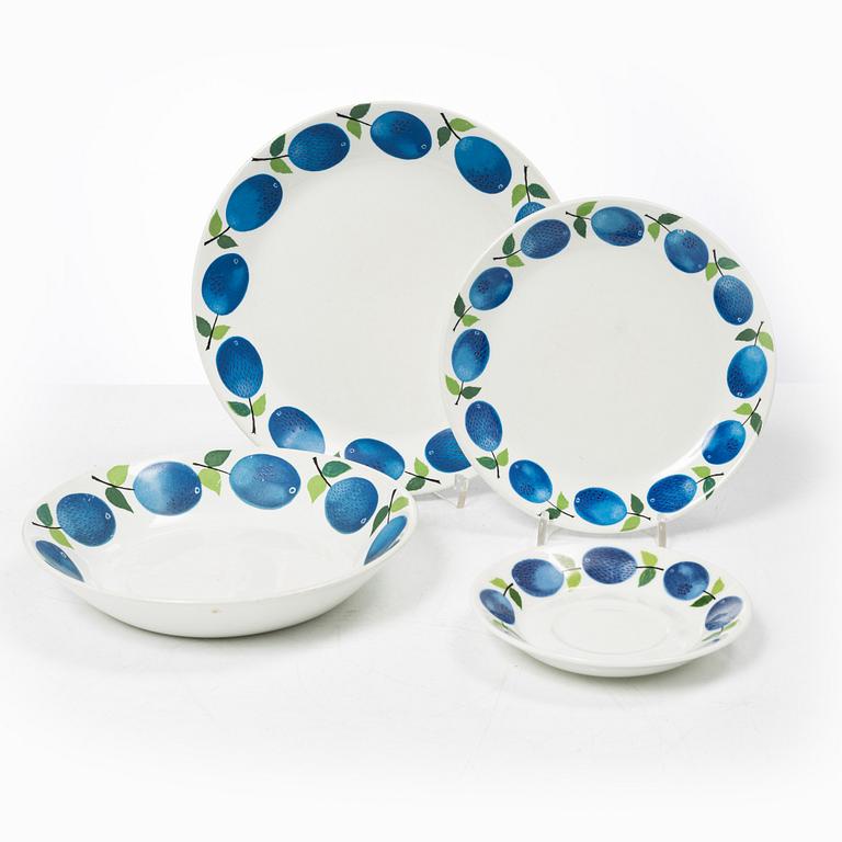 Stig Lindberg, servisdelar, 16 st, "Prunus", Gustavsberg.