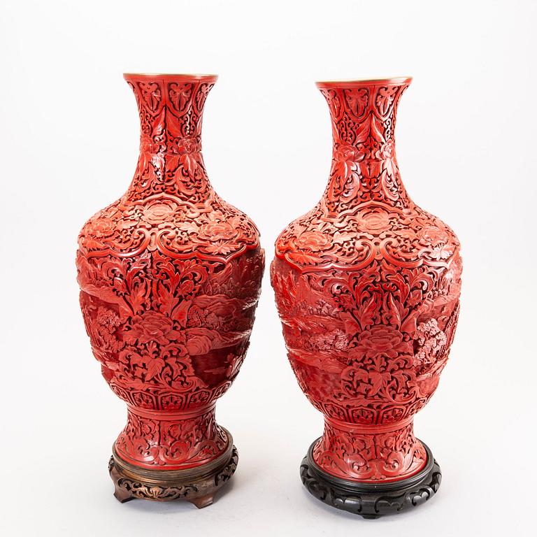 A pair of Chinese composite vases  1960/70s.