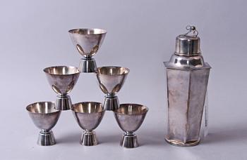 SHAKER samt COCTAILGLAS, 6 st, nysilver.