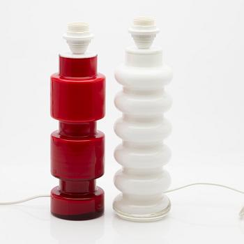 Peo (Per-Olof) Ström, Table lamps, 2 pcs, glass, Alsterfors, 1960s.