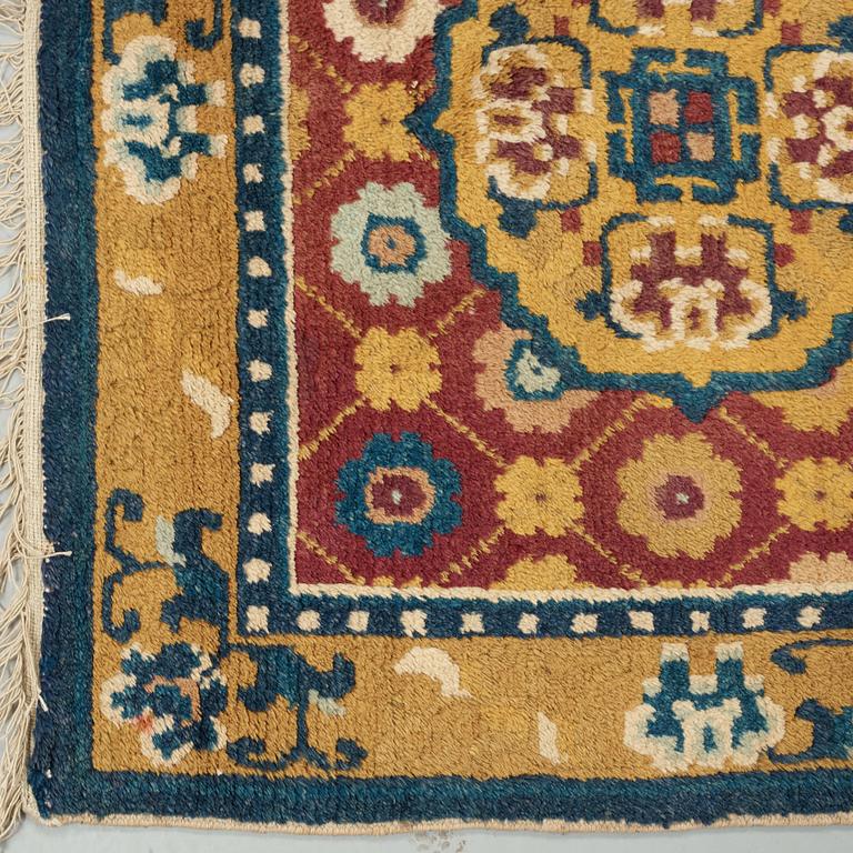 MEDITATION RUGS, 3 PIECES. Semi-antique China. 197 x 70,5, 203 x 69 and 203,5 x 67 cm.