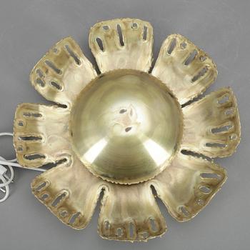 VÄGGLAMPA, mässing, Holm Sørensen & Co, Danmark, kring 1900-talets mitt.