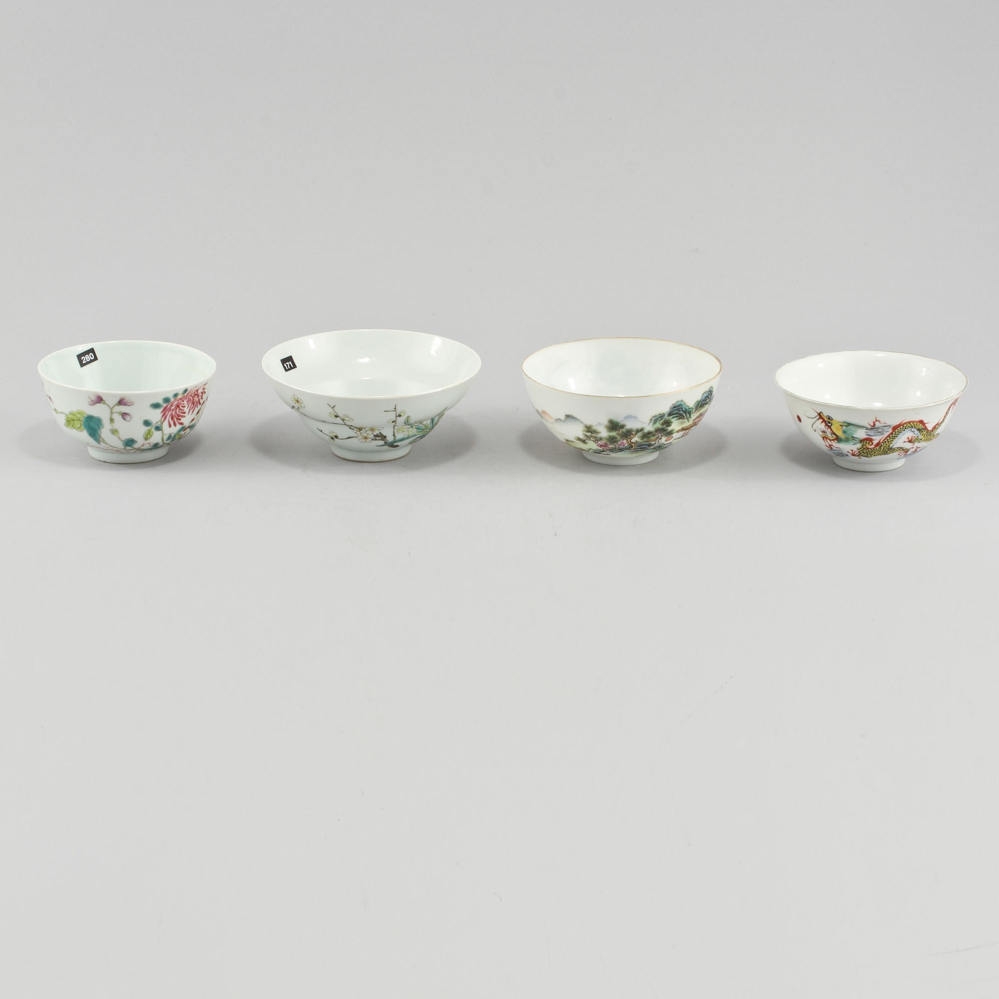 SKÅLAR, 4 st, porslin, Kina, 1900-tal.