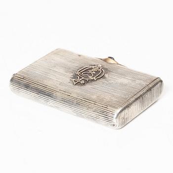 A Russian silver cigarette case, silver, St Petersburg, 1908-1926.