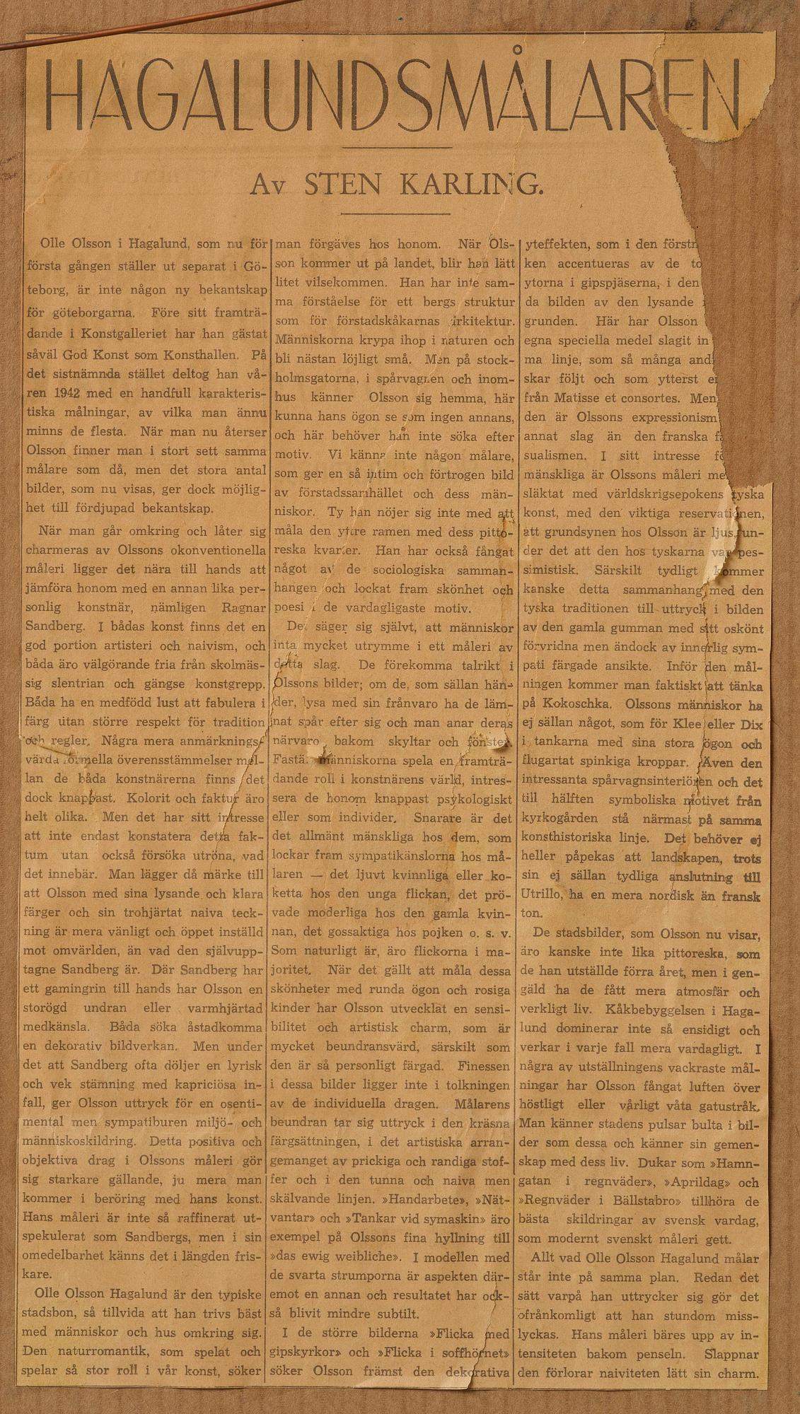 Olle Olsson-Hagalund, "Hamngatan i regnväder".