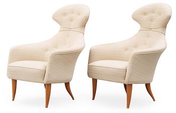 A pair of Kerstin Hörlin Holmquist 'Stora Eva' armchairs, Paradise group, Triva-series, Nordiska Kompaniet, 1950's-60's.