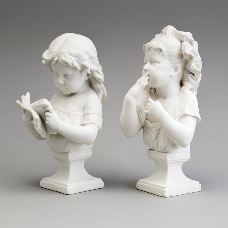 A PAIR OF PARIAN BUSTS, Gustafsberg ca 1900.