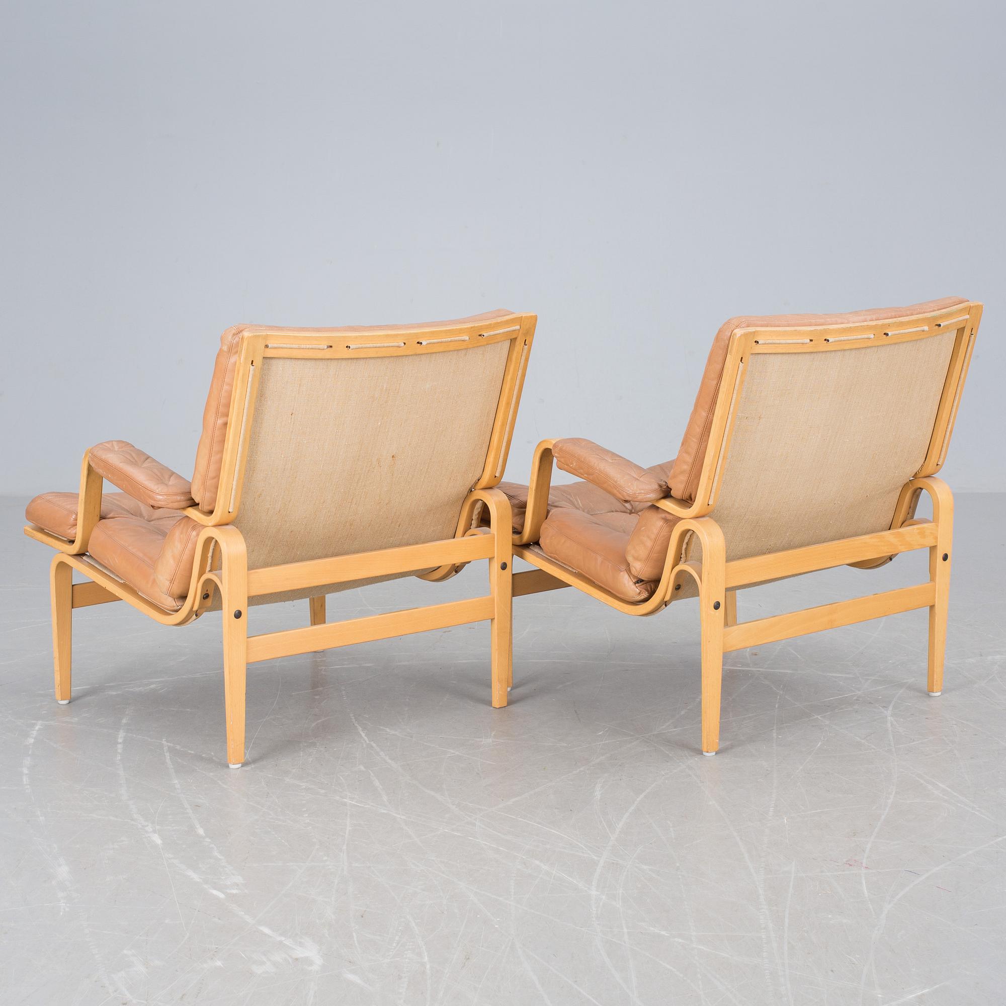 FÅTÖLJER, ett par, "Ingrid", Bruno Mathsson, Dux, 1900-talets andra hälft.