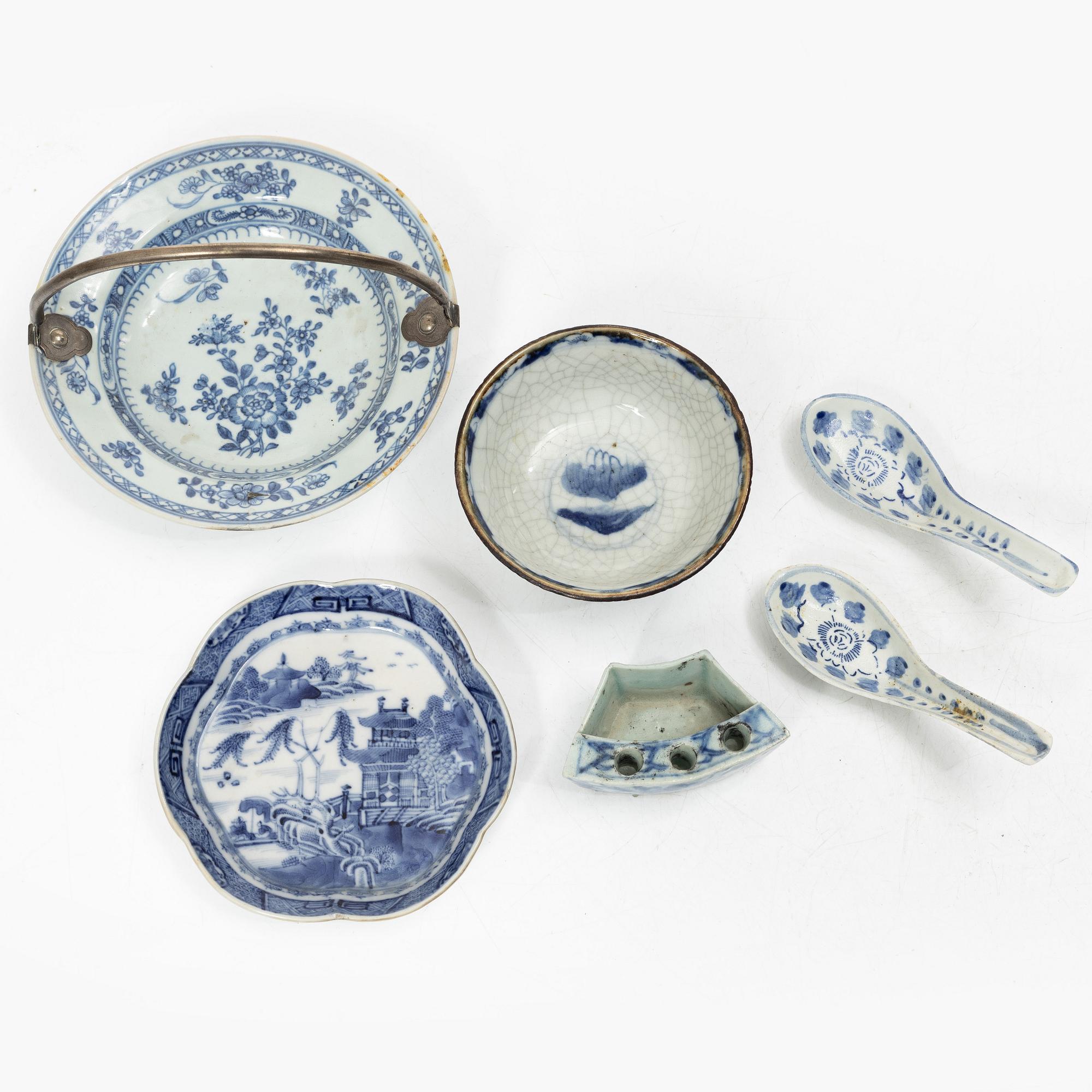 Parti porslin, 8 delar, Kina, 1600-1800-tal.