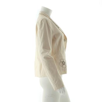 MOSCHINO cheap and chic, a creme colored cotton jacket.
