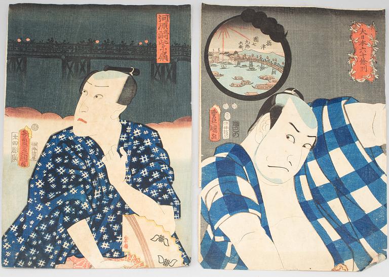 KUNISADA, also known as Toyokuni III (1786-1864), color woodblock print. Japan, 19th century. Figures.