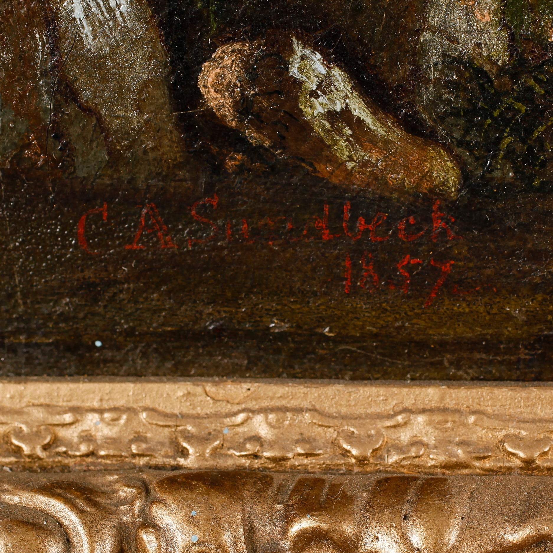 OKÄND KONSTNÄR, olja på duk, signerad CA Sundbeck och daterad 1857.