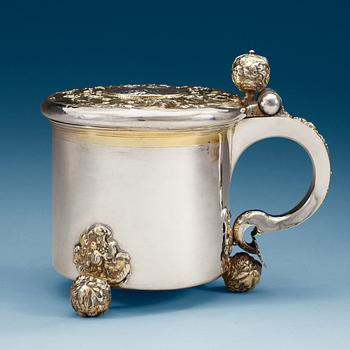 964. A Swedish parcel-gilt tankard, makers mark of Erik Nordwall, Norrköping (-1699-1723).