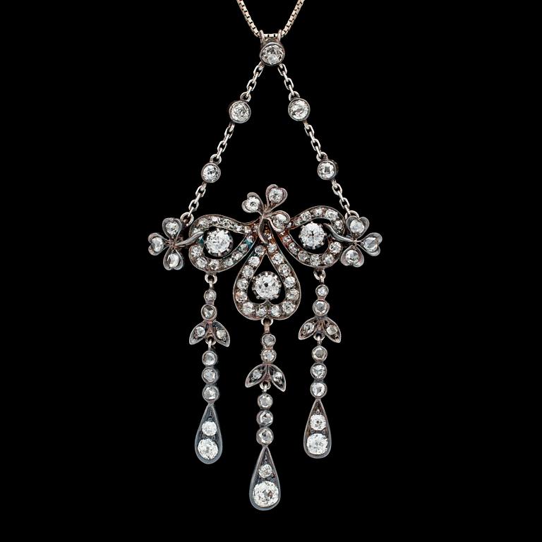 A diamond pendant, c. 1900.