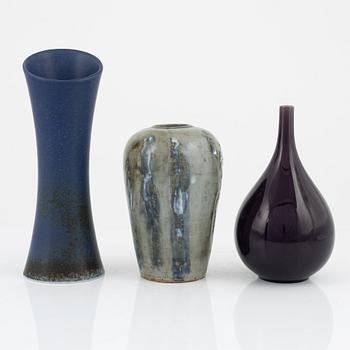 Carl-Harry Stålhane, a set of three stoneware vases, Rörstrand and Designhuset, Sweden.