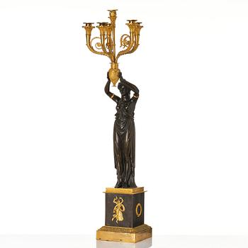 A large Empire six light candelabra, Paris, around 1810.