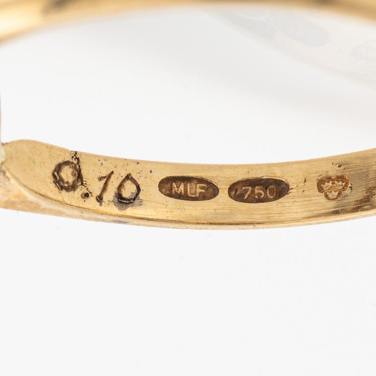 Ring, carmoséring, 18K guld med safir och små åttkantslipade diamanter.