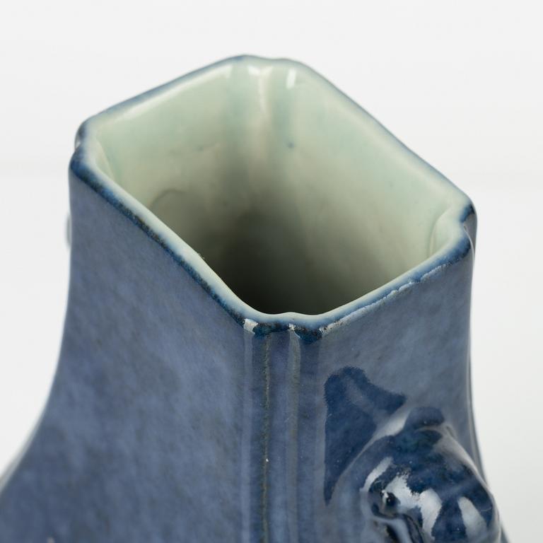 A powder blue elephant vase. Qing dynasty.