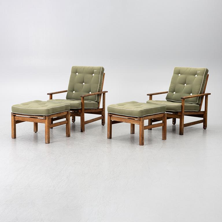 Elsa Stackelberg, a pair of garden armchairs with ottomans, Fri Form, Edsbruk, 1980s.